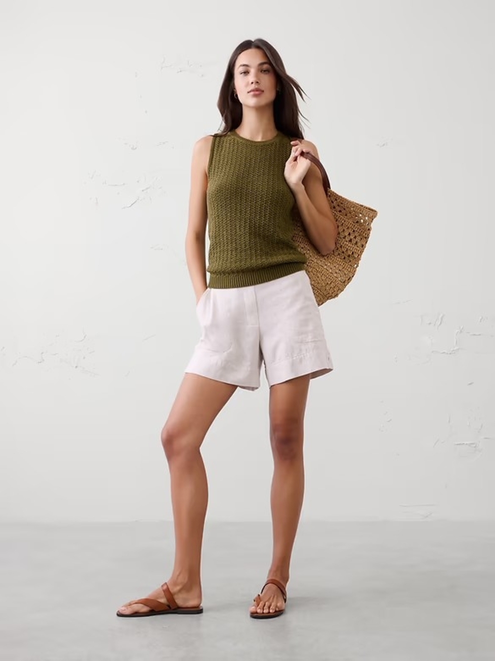 Lot Of THREE BNWT Banana Republic Any Day High Rise Linen Blend Shorts $60 Each